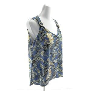 Cure Blue Floral V Neck Sleeveless Top - Women's Size Small - Classy Stylish